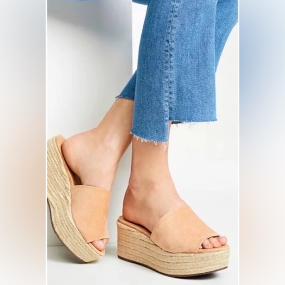 Schutz Thalia Suede Platform Espadrille Mules size 8.5B